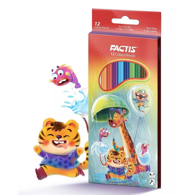 مداد رنگی 12 رنگ فکتیس با جعبه مقوایی