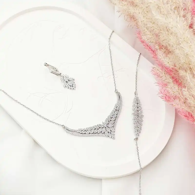 نیم ست نقره زنانه مدل گندم BF82