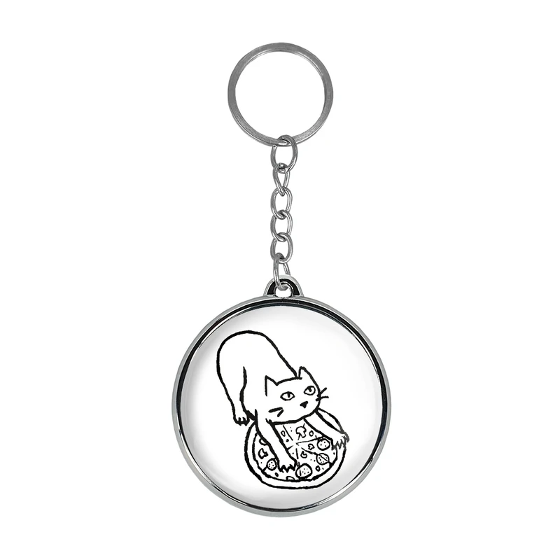 جاکلیدی خندالو طرح گربه و پیتزا مدل دوطرفه کد 2928329284