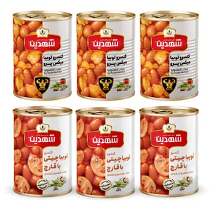 کنسرو لوبیا میکس پرو و کنسرو لوبیا با قارچ شهدین - 370 گرم بسته 6 عددی