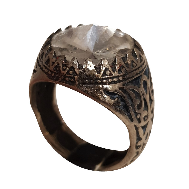 انگشتر نقره مردانه مدل کریستال تراش الماس کد KTA29300