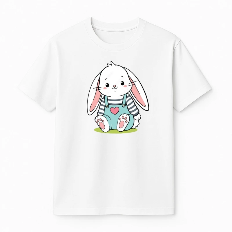 تی‌شرت آستین کوتاه دخترانه مدل خرگوش راه راه 