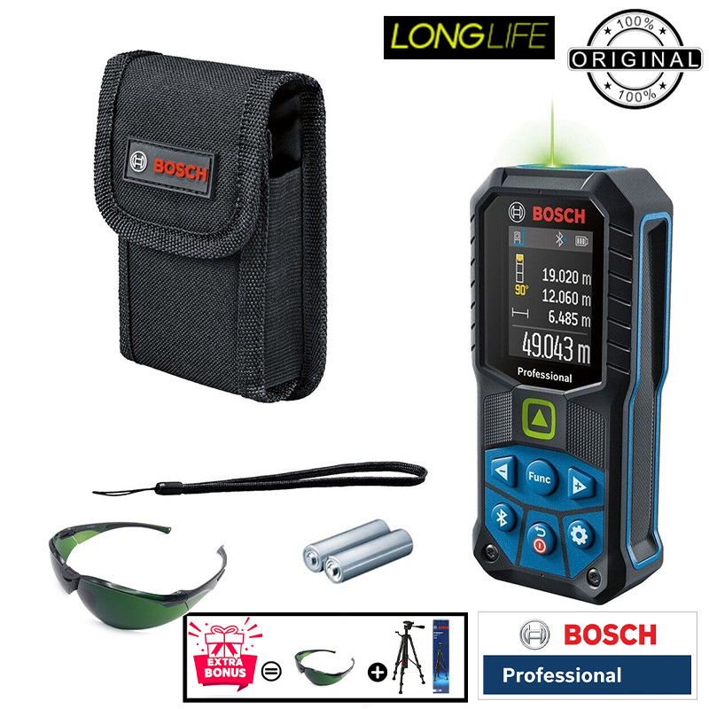 متر لیزری بوش مدل لیزر سبز فوق حرفه ای GLM 50-27 CG professional + BT150 + Green Glass Laser برد 50 متر