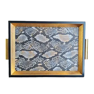سینی مدل دکوراتیو چرمی طرح پوست ماری
