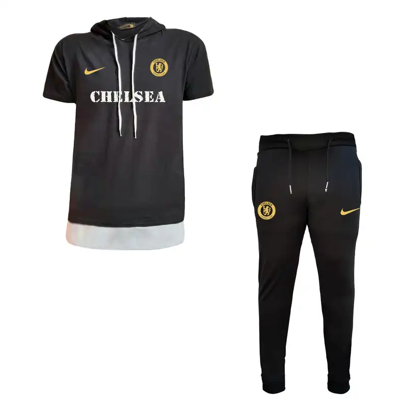 ست تی شرت کلاه دار و شلوار ورزشی مردانه مدل چلسی کد 5507