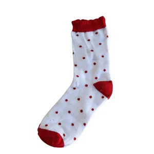 جوراب دخترانه مدل خال رنگ قرمز