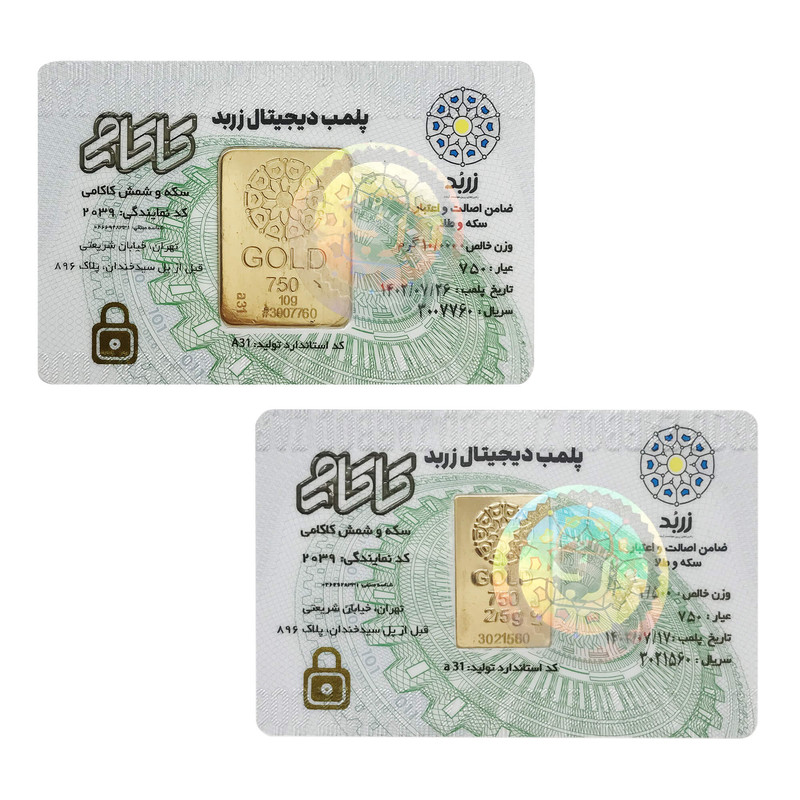 شمش طلا 18 عیار کاکامی مدل 12.5 بسته 2 عددی