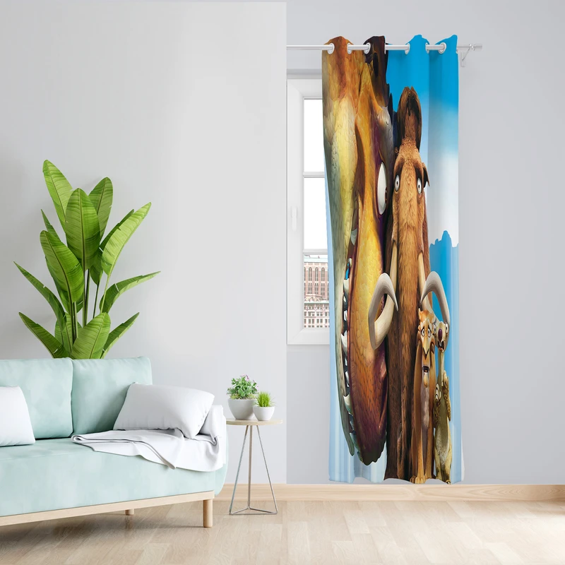 پرده طرح عصر یخبندان مدل مخمل پانچی کد L 1198L Z سایز 140x200 سانتی متر