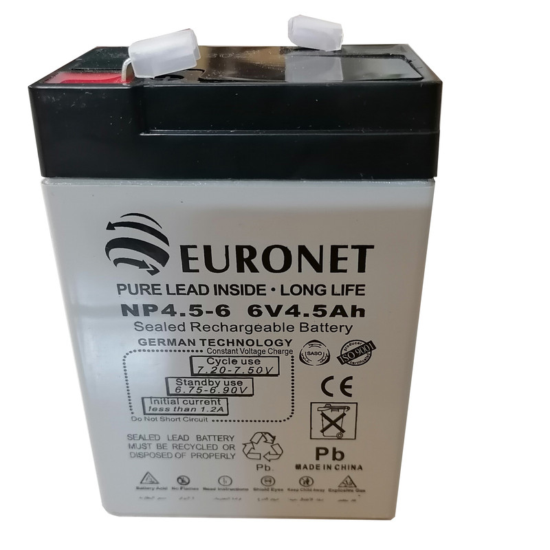 باتری 6 ولت 4.5 آمپرساعت یورونت مدل NP4.5-6 بسته 20 عددی