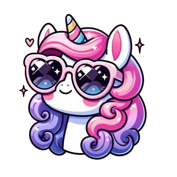 استیکر پارچه و لباس پاد آفرین مدل یونیکورن با عینک آفتابی کد DKST16