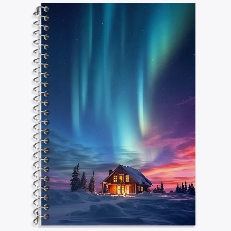 دفتر زبان 50 برگ خندالو مدل دو خط طرح شفق قطبی کد F5880