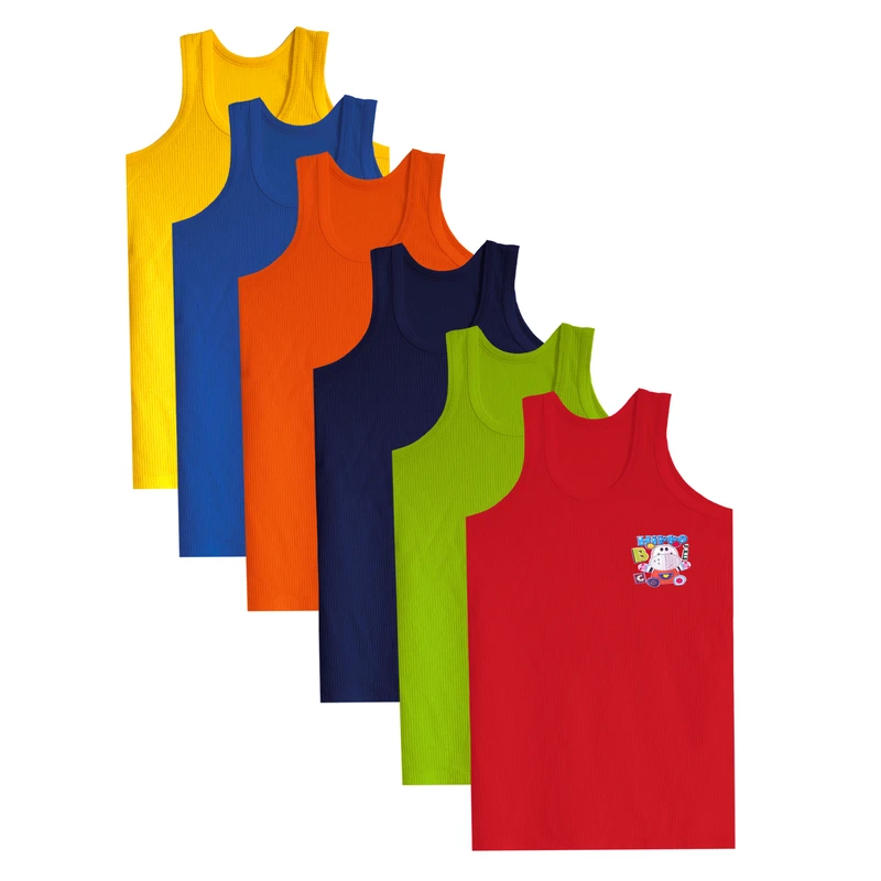 زیرپوش بدون آستین یقه گرد پسرانه مدل 023 نیکو بسته 6 عددی