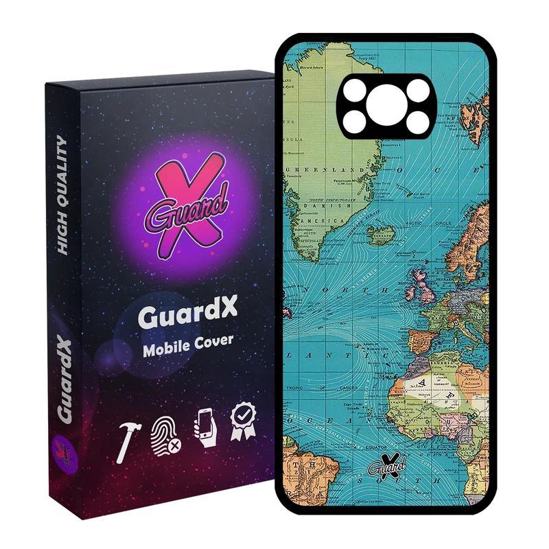 کاور گارد ایکس طرح نقشه مدل Glass10226 مناسب برای گوشی موبایل شیائومی Poco X3 Pro