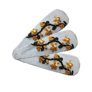 گیره مو دخترانه مدل تق تقی گلدوزی شده HT - 0026 مجموعه 3 عددی