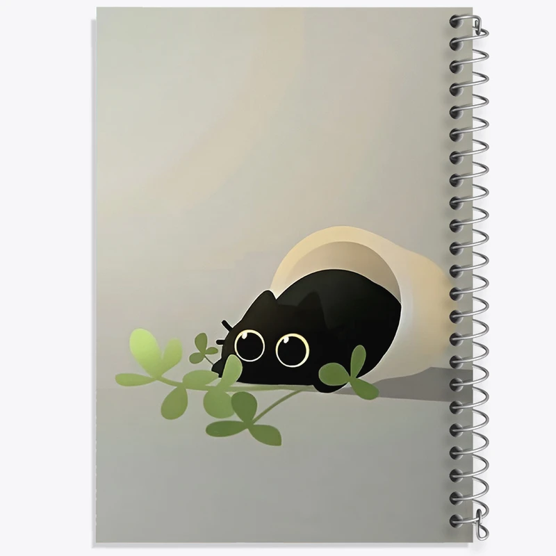 دفتر لیست خرید 50 برگ خندالو طرح گلدان و گربه کد N3046