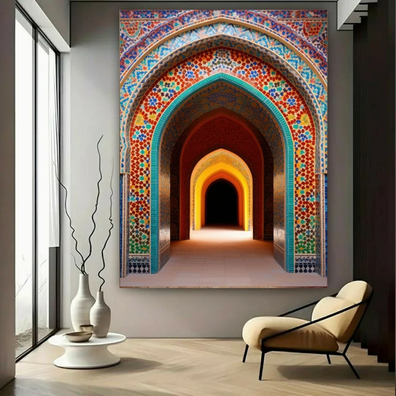 پوستر طرح مخمل ورودی مسجد مدل کاشی کاری کد FP105639