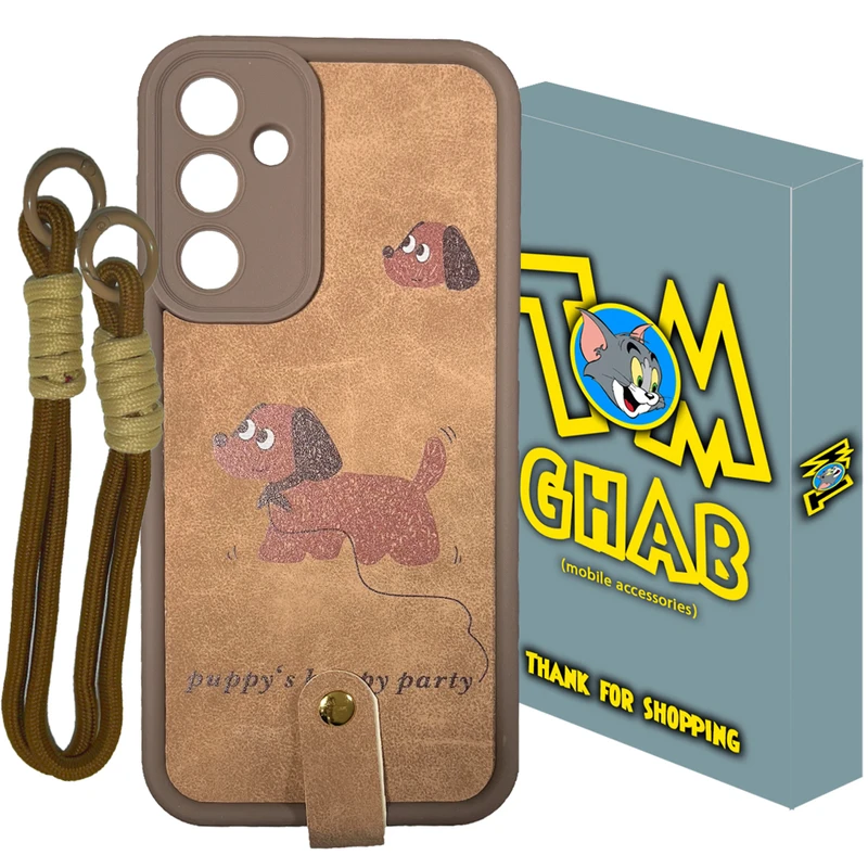 کاور تام قاب مدل سولید طرح Puppy مناسب برای گوشی موبایل سامسونگ Galaxy A15 به همراه بندآویز