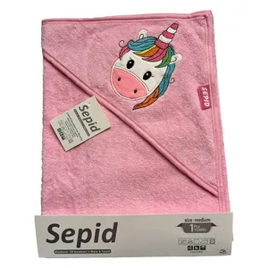 حوله کودک سپید مدل unicorn کد 085 سایز 68x68 سانتی متر