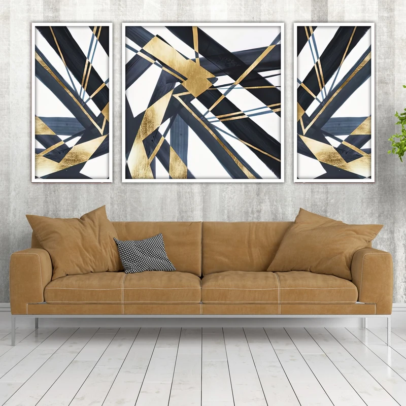 تابلو بکلیت طرح نقاشی مدرن مدل W-1546 مجموعه 3 عددی