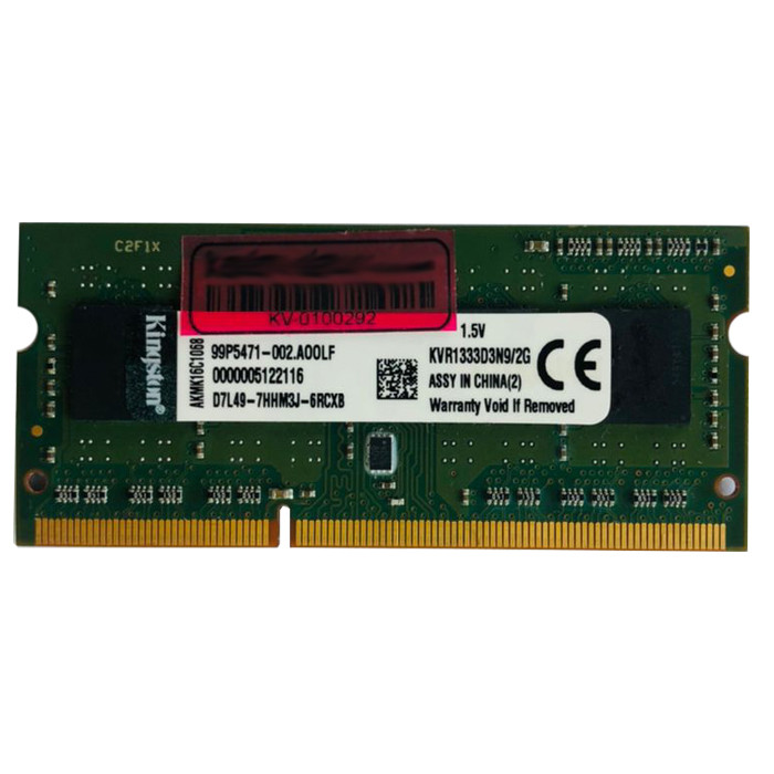رم لپ تاپ DDR3 تک کاناله 1333مگاهرتز کینگستون مدل PC3-10600 ظرفیت 2 گیگابایت