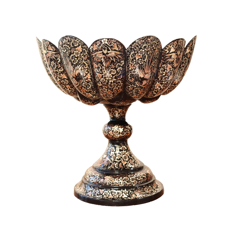 میوه خوری مسی صنایع دستی فاخر مدل تمام الماس تراش نقره کوب طرح مجلل کد Silverplating34p24-5f5