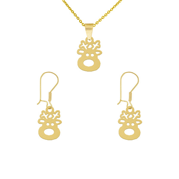 نیم ست طلا 18 عیار زنانه طلای کامک طرح گوزن