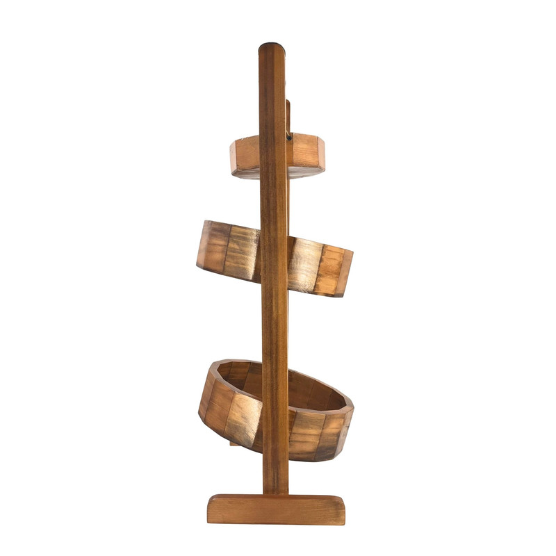 سبد سیب زمینی و پیاز مدل 3 طبقه چوبی گرد کد JP01