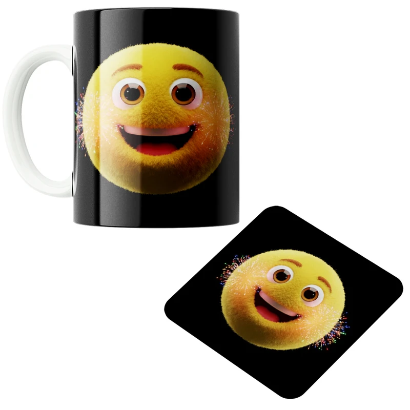 ماگ پاد آفرین مدل ایموجی کد 95 به همراه زیر لیوانی