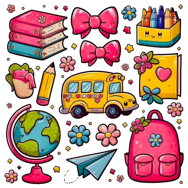 استیکر پارچه و لباس پاد آفرین طرح کارتونی مدرسه کد 4149