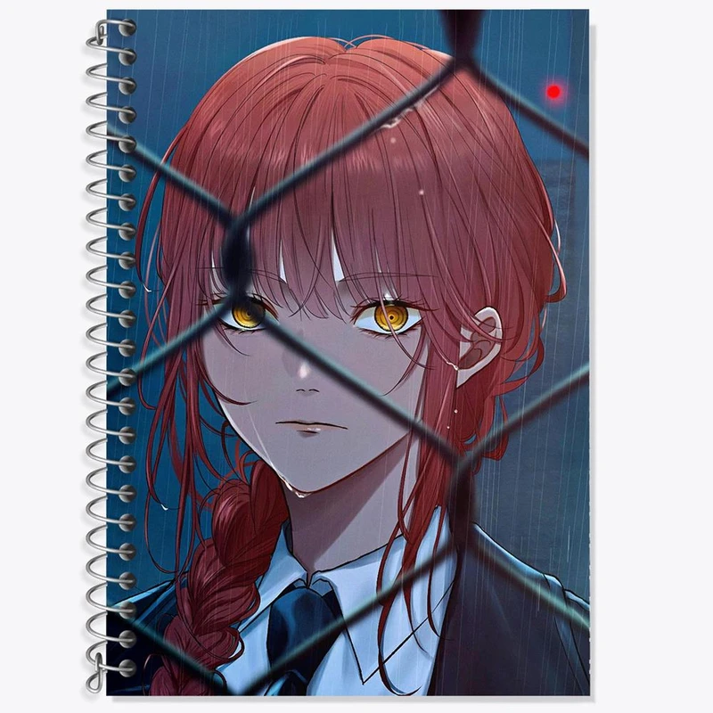 دفتر زبان 50 برگ خندالو مدل سه خط طرح ماکیما انیمه مرد اره ای Chainsaw Man کد 17973