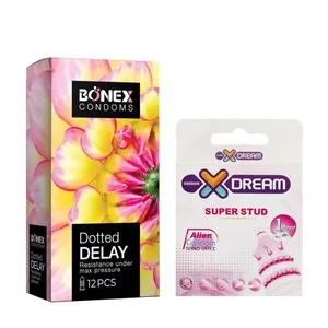 کاندوم بونکس مدل Dotted Delay بسته 12 عددی به همراه کاندوم ایکس دریم مدل Super Stud بسته 1 عددی