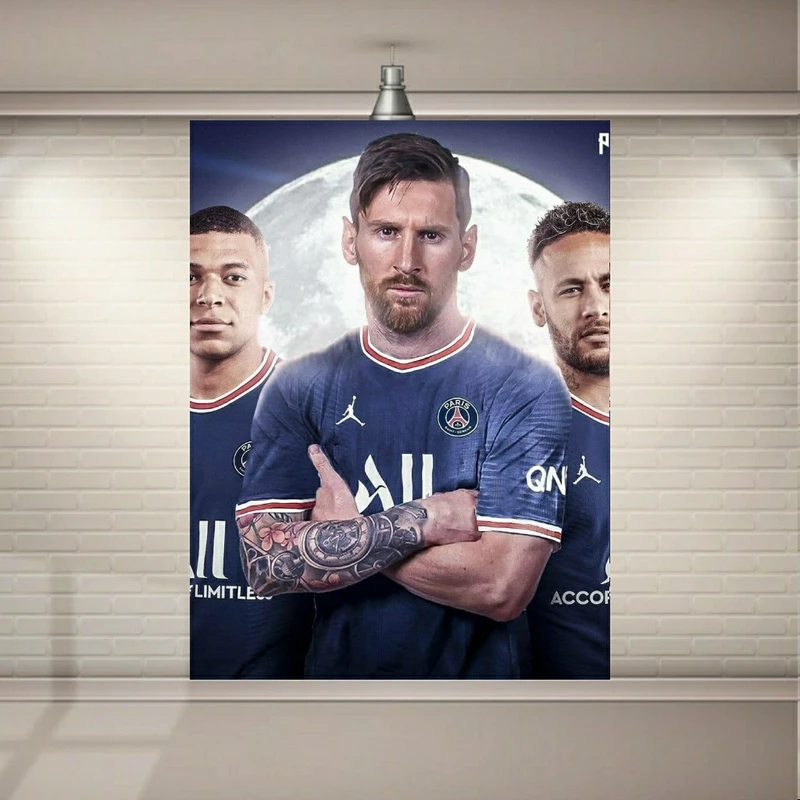 تابلو بوم طرح ستارگان پاری سن ژرمن مدل لیونل مسی و نیمار و امباپه کد SDB9174