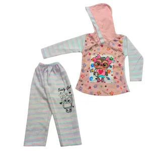 ست هودی و شلوار دخترانه مدل جغد کد PNK