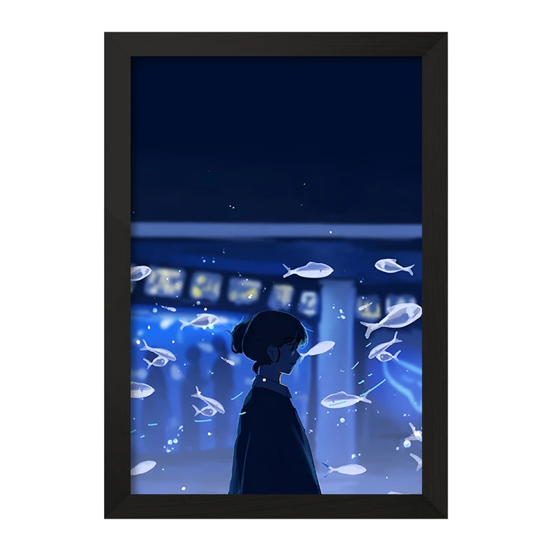 تابلو خندالو مدل دختر و ماهی ها کد F11071