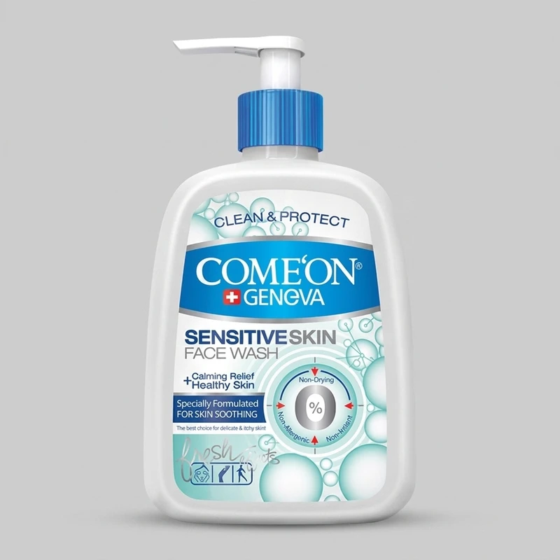 ژل شست‌وشوی صورت کامان مدل Sensitive Skin حجم 500 میلی‌لیتر