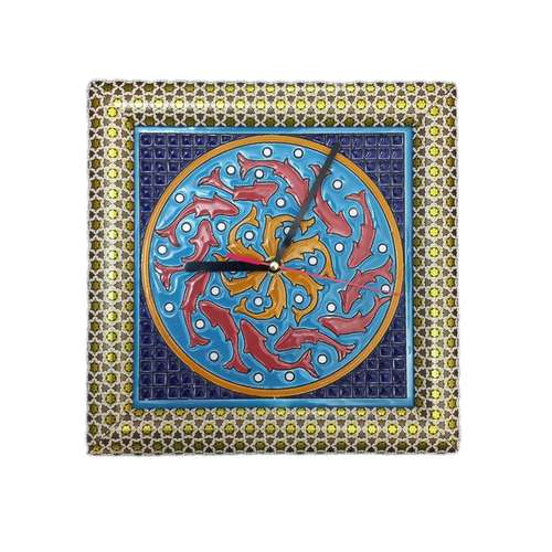 ساعت دیواری طرح خاتم کاری مدل ماهی