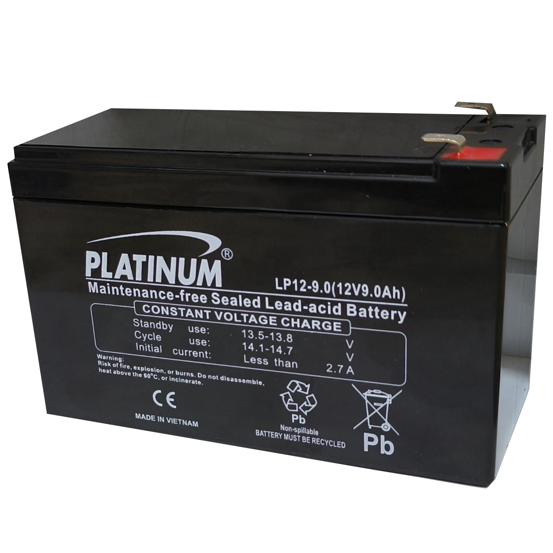 باتری UPS با ولتاژ 12 ولت و شدت جریان 9 آمپرساعت پلاتینیوم مدل LP12-9.0(12V9.0Ah)