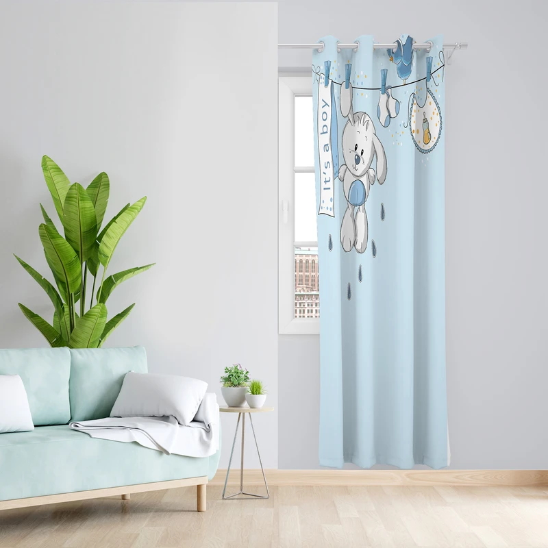 پرده طرح کودک مدل مخمل پانچی کد L 991 L Z سایز 140x200 سانتی متر