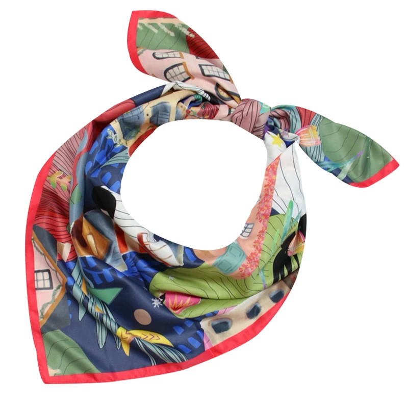 روسری زنانه مدل ابریشم طرح شهر فرنگ کد 10142