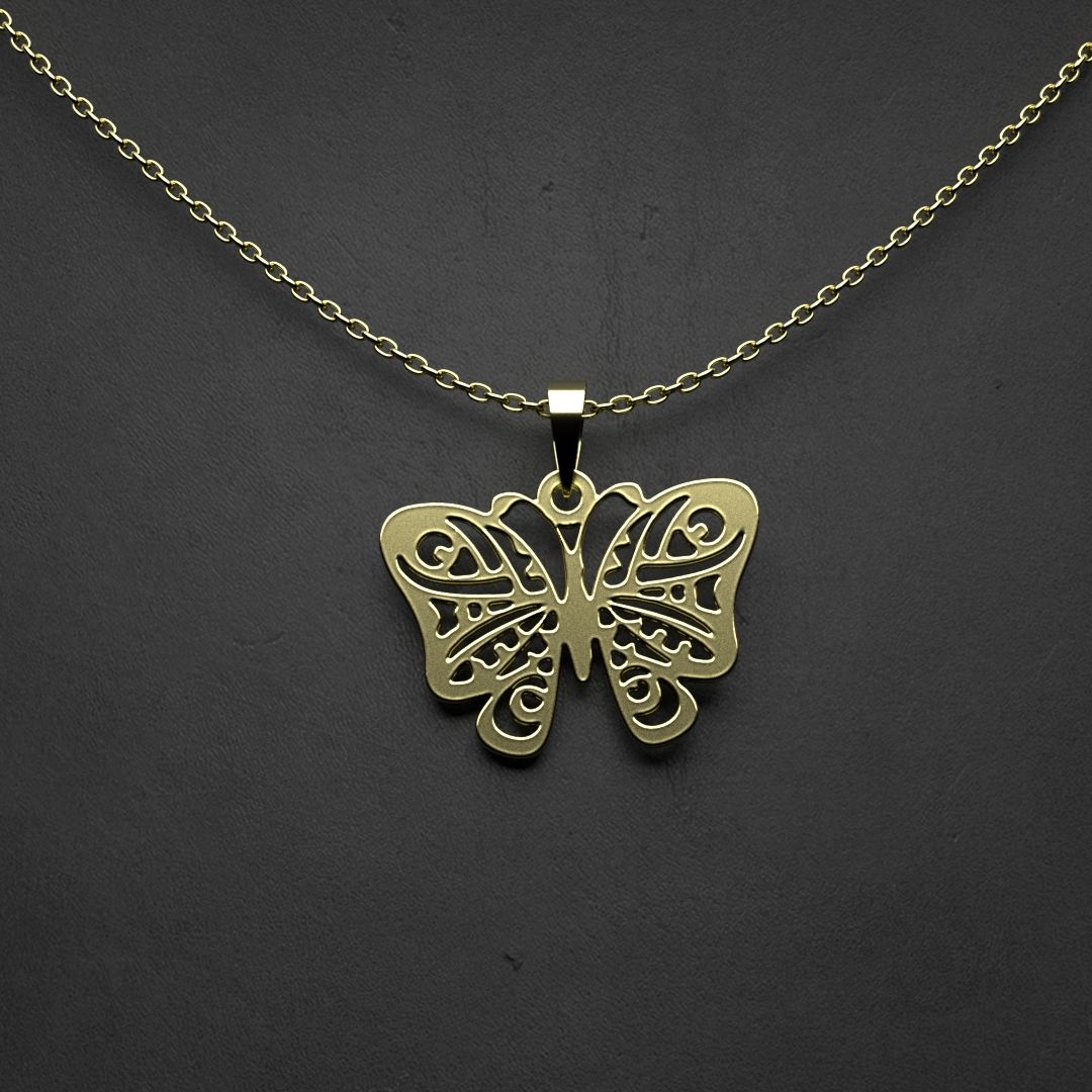 گردنبند طلا 18 عیار زنانه مدوپد مدل پروانه کد V2-1-1036 - - 2