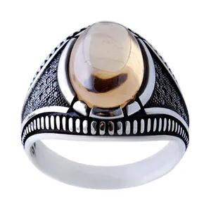 انگشتر نقره مردانه بازرگانی میلادی مدل سنگ اونیکس تراش دار رکاب ترک وارداتی کد AM_422