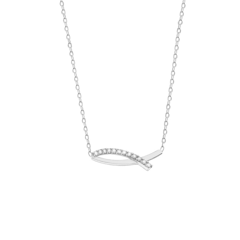 گردنبند طلا 18 عیار زنانه ماوی گالری مدل دو خط خم ساده و نگین س