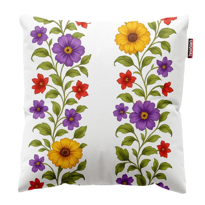 کوسن پاد آفرین طرح گل کد 2570 سایز 40*40 سانتی متر