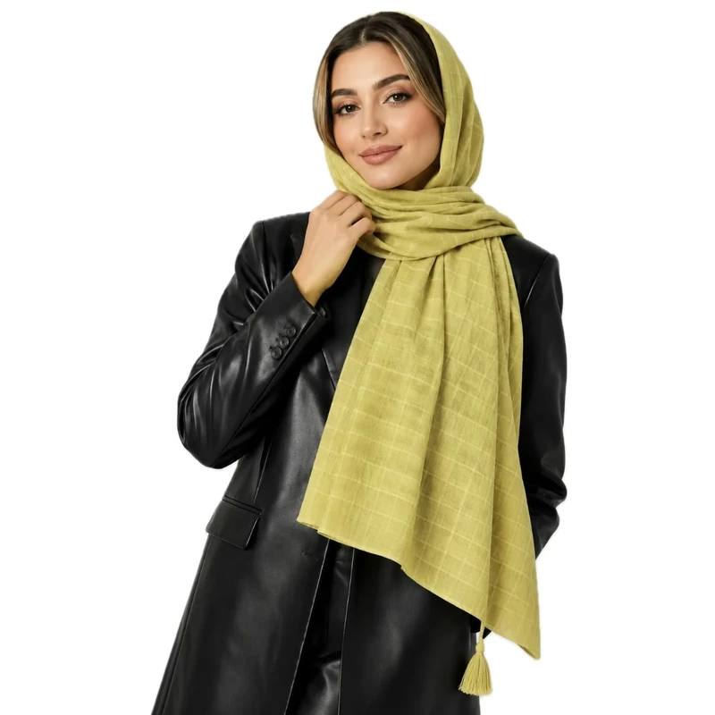 شال زنانه نخی مدل چهار خانه کد E300