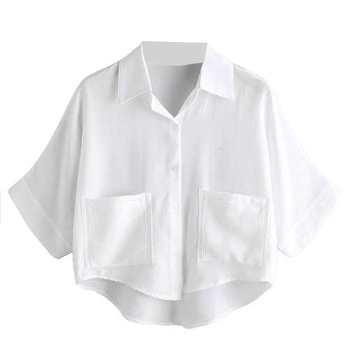 شومیز آستین سه ربع زنانه مدل MB12  رنگ سفید