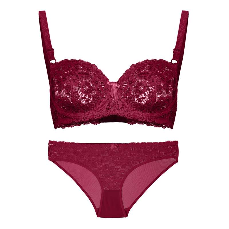 ست شورت و سوتین زنانه ژوبین مدل تمام دانتل فنردار کد ZE2