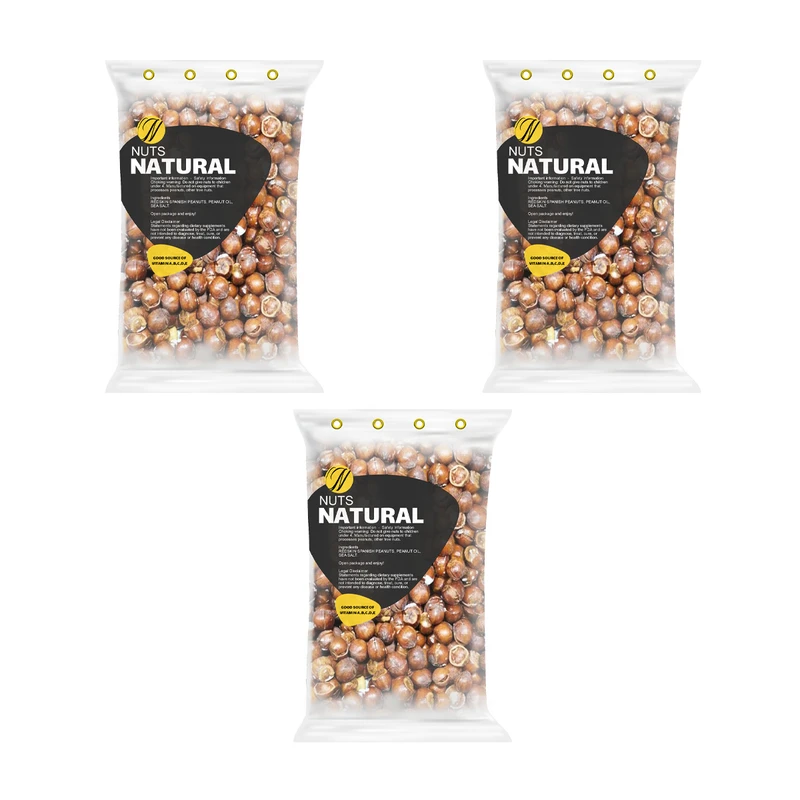 فندق با پوست دو آتیشه نچرال - 500 گرم بسته 3 عددی