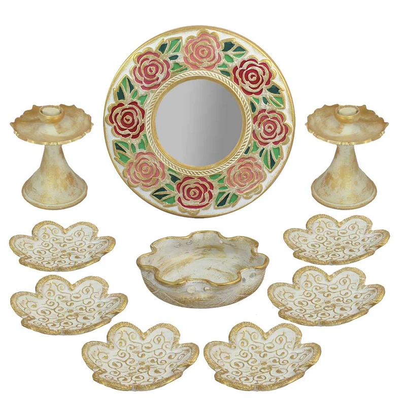 مجموعه ظروف هفت سین 10 پارچه مدل گل