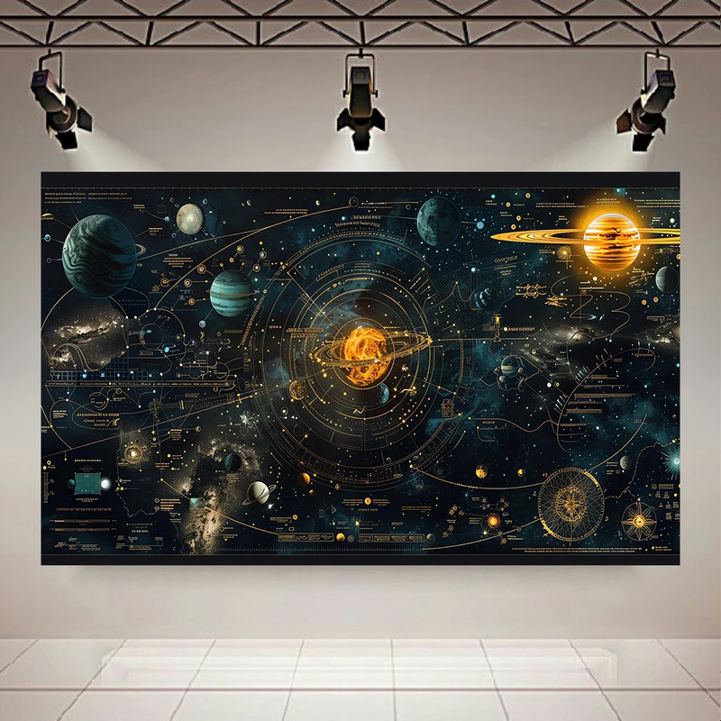 پوستر پارچه ای طرح مخمل منظومه شمسی مدل سیارت و ستاره ها کد AR305162