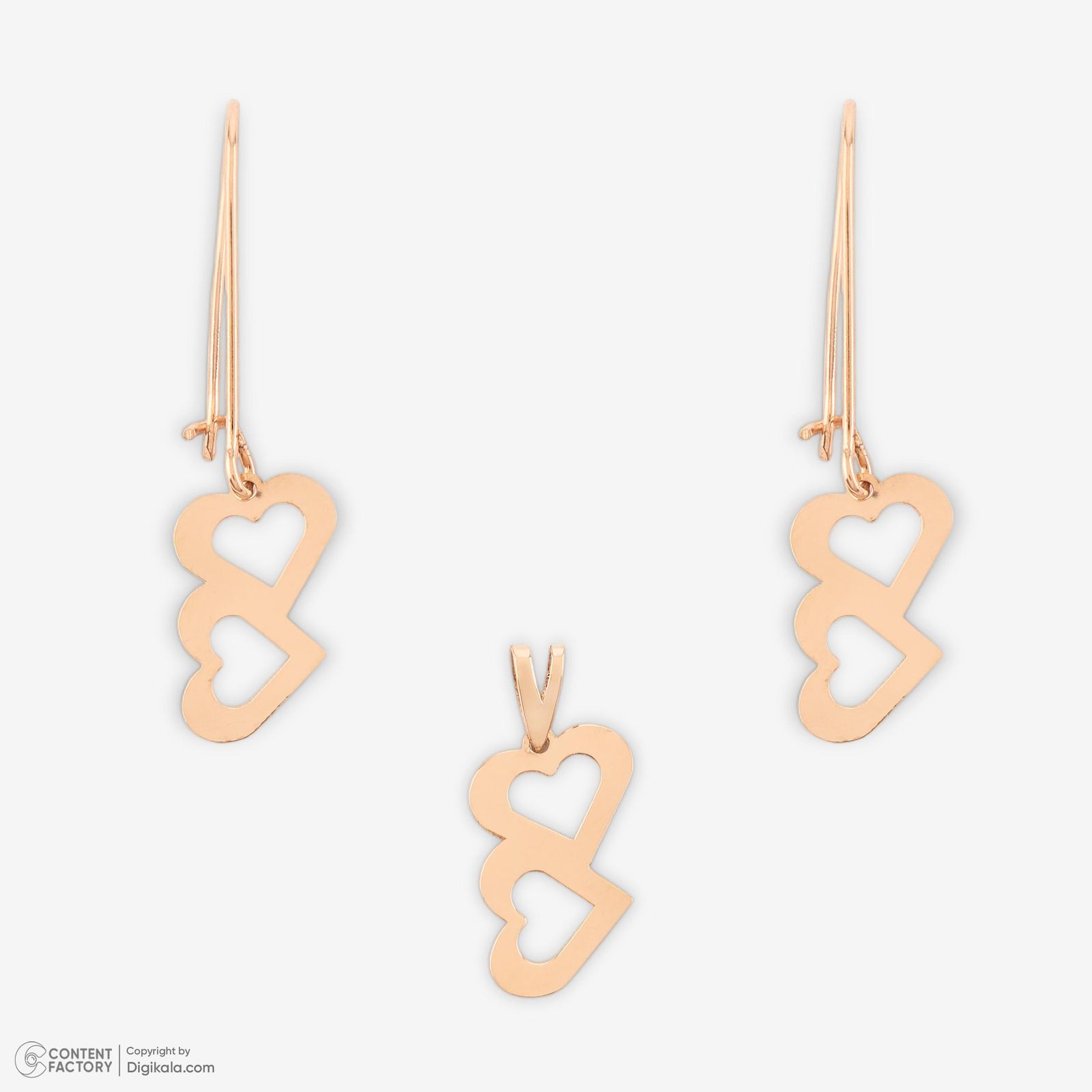 نیم ست طلا 18 عیار زنانه حافا گلد مدل قلب کد nim08 -  - 11